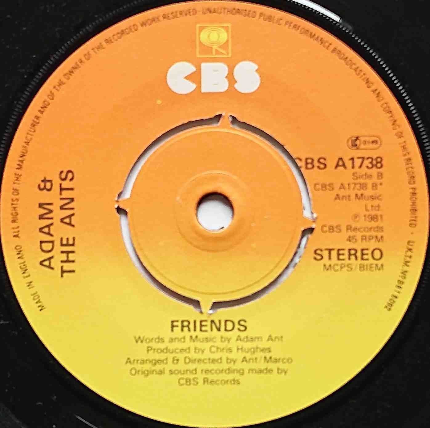 A 1738 Ant rap Adam and the Ants Label